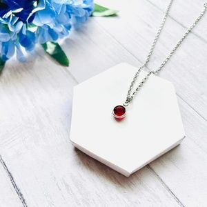 July Swarovski Crystal Necklace, Ruby Swarovski Crystal, Handmade